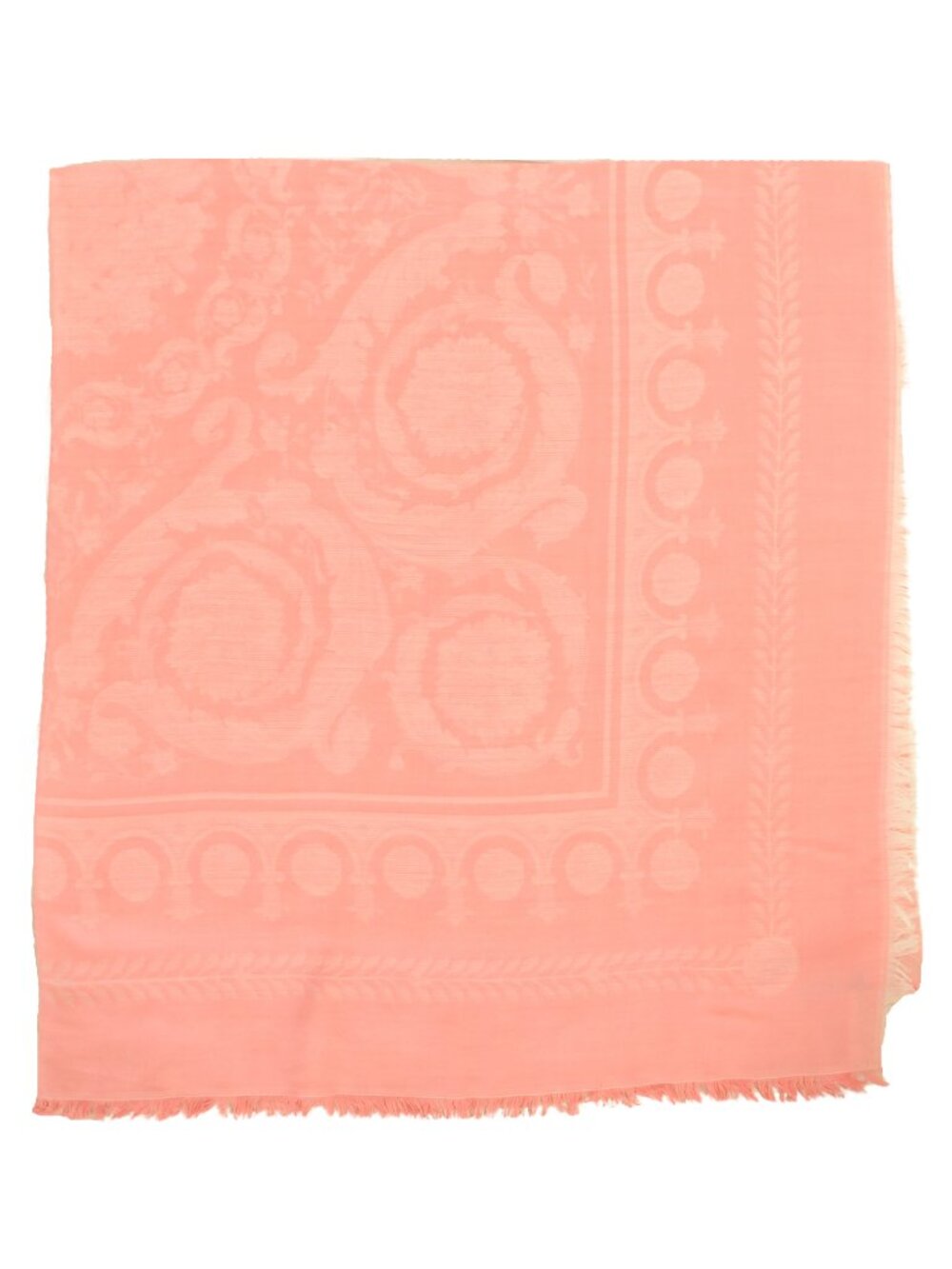 Versace Pink Jacquard Barocco Heritage Print Shawl Scarf